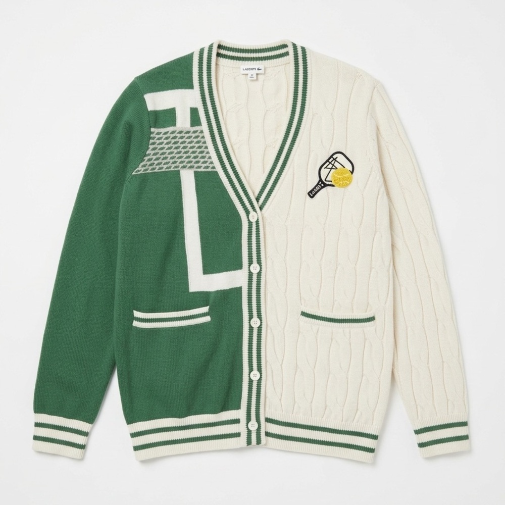 Minnie Rose Cotton Cashmere Pickleball Mixed Media Cardigan